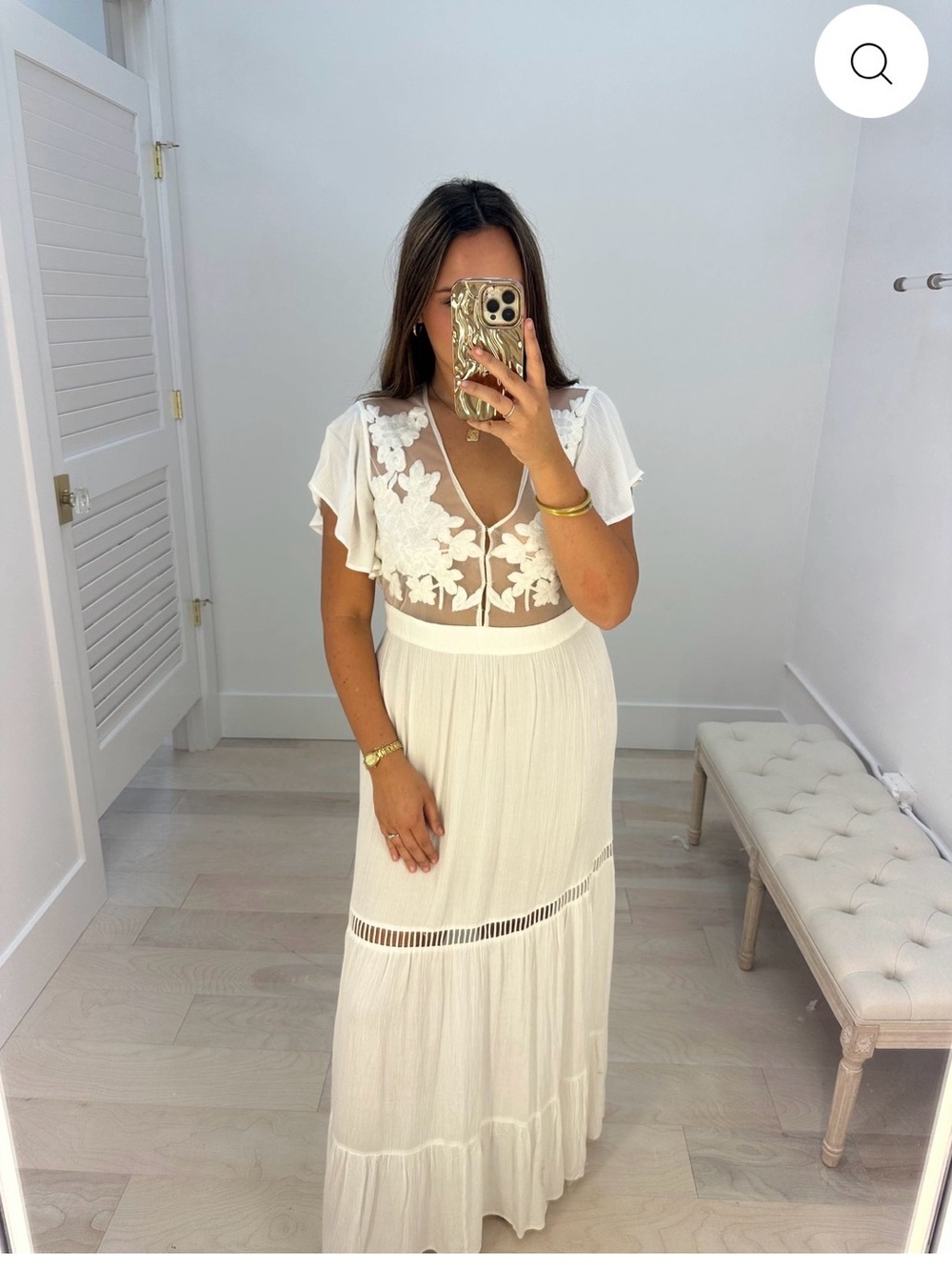 Band of Gypsies White Floral Lace Maxi Dress